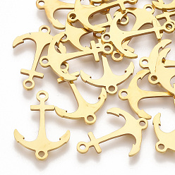 Золотой 201 соединительные звенья нержавеющие, лазерная резка, якорь, золотые, 18x13x1 мм, отверстие : 1.4 мм