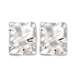 Real Platinum Plated Brass Pendants, Rectangle, Real Platinum Plated, 24x19x2mm, Hole: 1.2mm