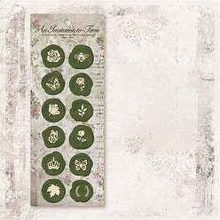 Другие Наклейки с восковой печатью для домашних животных, Самоклеящиеся сургучные наклейки для свадебных приглашений, конвертов на день Святого Валентина, подарочная упаковка, скрапбукинг, зелёные, смешанные растения, упаковка: 210x85x3мм, 12шт / лист