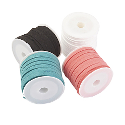 (52) Непрозрачная лаванда Шнуры из искусственной замши, искусственная замшевая кружева, разноцветные, 5x1.5 мм, около 5.46 ярдов (5 м) / рулон, 4 рулонов / набор