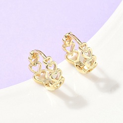 Настоящее золото 18K Полые латунные серьги-кольца в форме сердца, стойки покрытие, без свинца и без кадмия, долговечный, реальный 18 k позолоченный, 13x14x5 мм