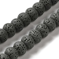 Серый Нити бусин из натурального камня, окрашенные в лавовый камень, рондель, серые, 8x5~6 мм, отверстие : 1.6 мм, около 65~66 шт / нитка, 15.75'' (40~40.5 см)