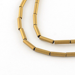 с Золотистым Покрытием Трубка гальванических немагнитные нити шарик синтетический гематит, матовый стиль, с золотым покрытием, 8x2 мм, отверстие : 1 мм, около 50 шт / нитка, 15.7 дюйм