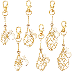 Золотой 6 шт. 3 стили: карабины-карабиновые застежки-карабины из сплава Moon и латунные кабельные цепи, полуфабрикат подвесные украшения, золотые, 92~120 мм, 2 шт / стиль