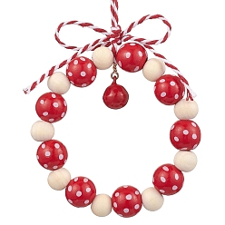Красный Венок деревянные бусины подвесные украшения, хлопчатобумажная нить для подвешивания елочных украшений, красные, 225 мм