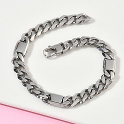 Нержавеющая Сталь Цвет 304 браслеты из нержавеющей стали с кубинскими звеньями для женщин, цвет нержавеющей стали, 8.35 дюйм (21.2 см)
