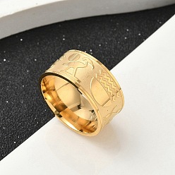 Золотой 304 кольца для пальцев из нержавеющей стали для женщин, анкх крест глаз Гора, золотые, 10 мм, внутренний диаметр: 18 мм