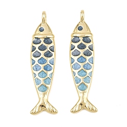 Colorful Brass Enamel Pendants, Fish Charms, Rack Plating, Long-Lasting Plated, Lead Free & Cadmium Free, Real 18K Gold Plated, Colorful, 41x11x6mm, Hole: 3.3mm