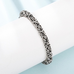 Античное Серебро 304 Браслеты из нержавеющей стали с византийскими цепями для женщин и мужчин, античное серебро, 8.66 дюйм (22 см)