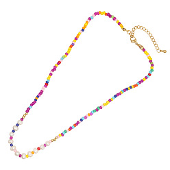 Разноцветный Богемное ожерелье ручной работы из смолы конфетных цветов и бусин, имитирующих картофельный жемчуг, с латунной цепочкой для женщин., золотые, красочный, 16.54 дюйм (42 см)