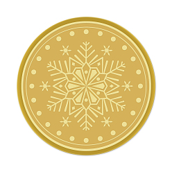 Снежинка Пластиковые самоклеящиеся наклейки с тиснением из золотой фольги, стикер украшения медали, снежинка, 5x5 см, 4шт / лист