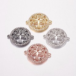 (52) Непрозрачная лаванда Латунные микро проложить кубических ссылки циркония, прозрачные, плоские круглые с дерева жизни, разноцветные, 16x20.5x2.5 мм, отверстие : 1 мм