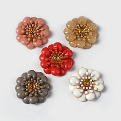 (52) Непрозрачная лаванда Параметры кабошон латунь эмаль цветок, золотые, разноцветные, лоток : 4 мм, 30x7 мм, отверстие : 1 мм