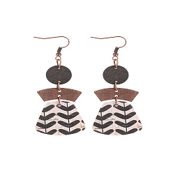 Античный Белый Серьги-подвески из сплава с имитацией кожи, трапециевидные, старинный белый, 75x28 мм