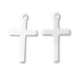 Посеребрённый Латунные подвески, без кадмия и без свинца, крест прелести, 925 серебро покрытием, 13.5x7x0.5 мм, отверстие : 0.8 мм
