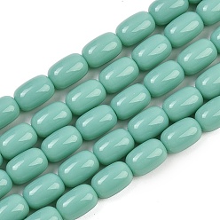 Бирюза Непрозрачное стекло бисер нитей, баррель, бирюзовые, 9x6 мм, отверстие : 1 мм, около 43 шт / нитка, 15.28'' (38.8 см)