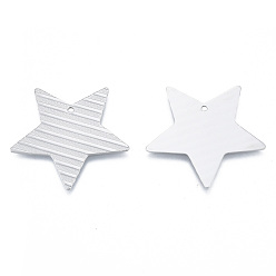 Stainless Steel Color Non-Tarnish 304 Stainless Steel Pendants, Star, Stainless Steel Color, 36x38x1mm, Hole: 1.8mm