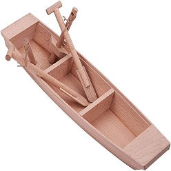 BurlyWood Unfinished Wooden Boat, with Oars, for DIY Hand Painting Crafts, Tabletop Ornament, BurlyWood