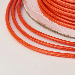 Orange Red Eco-Friendly Korean Waxed Polyester Cord, Orange Red, 1.5mm, about 169.51~174.98 Yards(155~160m)/Roll