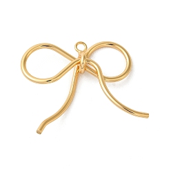 Настоящее золото 18K Латунные подвески, бантом, реальный 18 k позолоченный, 27.5x33x9 мм, отверстие : 2 мм