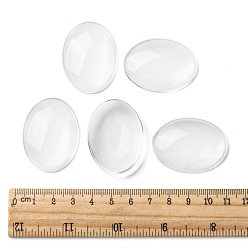 Clear Transparent Oval Glass Cabochons, Clear, 40x30mm, 8mm(Range: 7~9mm) thick