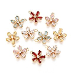 (52) Непрозрачная лаванда Латунные микро проложить кубического циркония подвески, , долговечный, золотые, разноцветные, 15~16x13~14x4 мм, отверстие : 1.2~1.4 мм