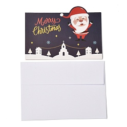 Santa Claus Christmas Theme Greeting Cards, with White Blank Envelopes, Xmas Gifts Cards, Colorful, Santa Claus Pattern, 100x140x0.3mm
