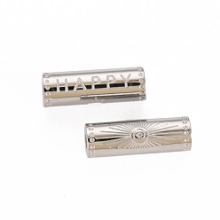 Нержавеющая Сталь Цвет Устойчивы к потускнению 304 бусины из нержавеющей стали, столбец со словом счастливый, цвет нержавеющей стали, 15x5 мм, отверстие : 1.8 мм