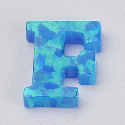 Letter F Синтетические опаловые прелести, буква f, 10x8.5x2.5 мм, отверстие : 0.8 мм