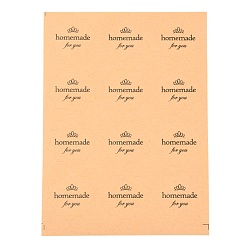 Цвет Древесины DIY наклейки, этикетки наклейки наклейки, для подарочной упаковки, цветок со словом домашний, деревесиные, 17.2x11.5x0.05 см, 12шт / лист