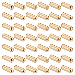 Golden 100Pcs Brass Beads, with Silicone inside, Slider Beads, Column, Golden, 10x4mm, Hole: 0.5mm