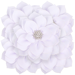Белый Аксессуары для украшения из полиэстера и стразов, для украшения костюмов, цветок, белые, 77~80x26 мм