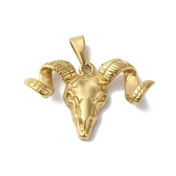 Золотой Вакуумное покрытие pvd 304 подвески из нержавеющей стали, очарование крупного рогатого скота, золотые, 27x42x6 мм, отверстие : 5x8.5 мм