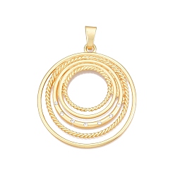 Матовый Золотой Цвет Стойки покрытие экологически чистый сплав большие подвески, со стразами, без свинца, без никеля и без кадмия, плоско-круглые, матовый золотой цвет, 69.5x63x3 мм, отверстие : 11.5x7 мм