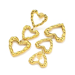 Золотой 304 серьги-гвоздики из нержавеющей стали для женщин, сердце, золотые, 49x19 мм
