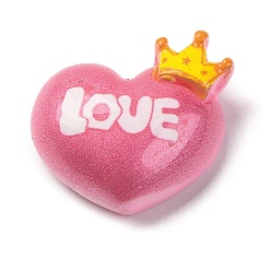 Сердце Кабошоны из смолы, ярко-розовый, сердце, 20x20.5x8.5 мм