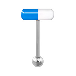 Темно-Голубой Капсула 304 прямая штанга из нержавеющей стали и акрила 15 калибровочные кольца для пирсинга языка для женщин и мужчин, цвет нержавеющей стали, глубокое синее небо, 14 мм, штифты : 1.6 мм