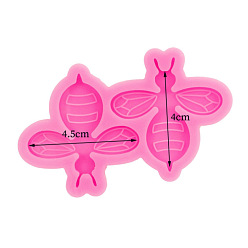Hot Pink Bee DIY Pendant Silicone Molds, for Keychain Making, Resin Casting Molds, For UV Resin, Epoxy Resin Jewelry Making, Hot Pink, 87x55x10mm
