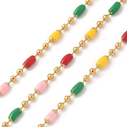 Разноцветный Ионное покрытие 304 звенья цепи из нержавеющей стали, пайки, с эмалью и катушкой, реальный 18 k позолоченный, ионное покрытие (ip), красочный, 2 мм, около 32.81 футов (10 м) / рулон