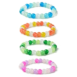 (52) Непрозрачная лаванда 8круглые женские эластичные браслеты из стеклянных бусин диаметром мм, разноцветные, внутренний диаметр: 2-1/8 дюйм (5.5 см)