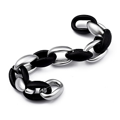 Silver Handmade Spray Painted CCB Plastic Cable Chains, for Handbag Chain Making, Oval, Silver & Black, Links: 22.5x16.5x8.5mm, 39.37 inch(1m)/Stand