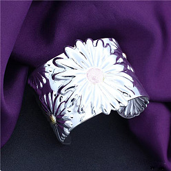 Платина Цветочные железные браслеты-манжеты для женщин, платина, внутренний диаметр: 2-3/8 дюйм (6 см)