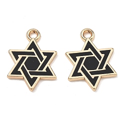 Черный Подвески из эмали и сплава, звезда прелести Дэвида, стойки покрытие, золотые, чёрные, 18x13x1.7 мм, отверстие : 1.8 мм