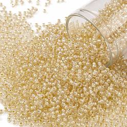 (770) Inside Color AB Crystal/Yellow Lined Круглые бусины toho, японский бисер, (770) внутри кристалл цвета ab / желтая подкладка, 11/0, 2.2 мм, отверстие : 0.8 мм, Около 5555 шт / 50 г