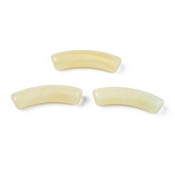 Лимонный шифон Непрозрачные акриловые бусины, Двухцветный цвет, с блеском порошок, изогнутая трубка, лимонный шифон, 32x10x8 мм, отверстие : 1.8 мм, Около 345 шт / 500 г