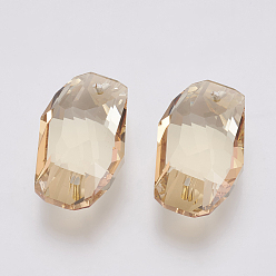 Золотая Тень K 9 подвески из стеклянного горного хрусталя, имитация австрийский хрусталь, граненые, прямоугольные, золотые тени, 30x18~18.5x10~10.5 мм, отверстие : 1.6 мм