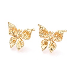 Настоящее золото 18K Латунь серьги, бабочка, без никеля , реальный 18 k позолоченный, 22x27 мм
