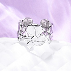 Нержавеющая Сталь Цвет 304 из нержавеющей стали манжеты кольца, цветок, цвет нержавеющей стали, 15.5 мм, внутренний диаметр: регулируемый