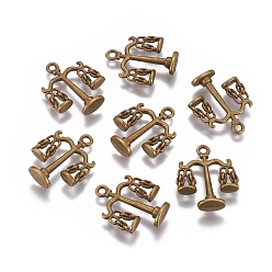 Antique Bronze Tibetan Style Alloy Pendants, Cadmium Free & Nickel Free & Lead Free, Balance Scale/Libra, Antique Bronze, 22x18x2mm, Hole: 2mm
