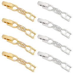 (52) Непрозрачная лаванда 8 шт. 2 цвета бант стойка покрытие латунь микро паве прозрачный кубический цирконий застежки для часов ремешок, без кадмия и без свинца, долговечный, разноцветные, 33x5.5x4 мм, отверстие : 3x3 мм, 4 шт / цвет